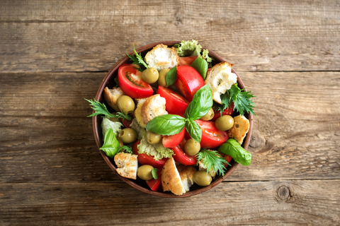 Olives and Tomato Panzanella Salad