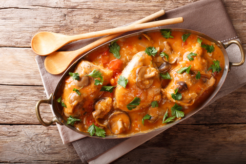 Chicken chasseur, classic French dish, which will delight your taste buds.